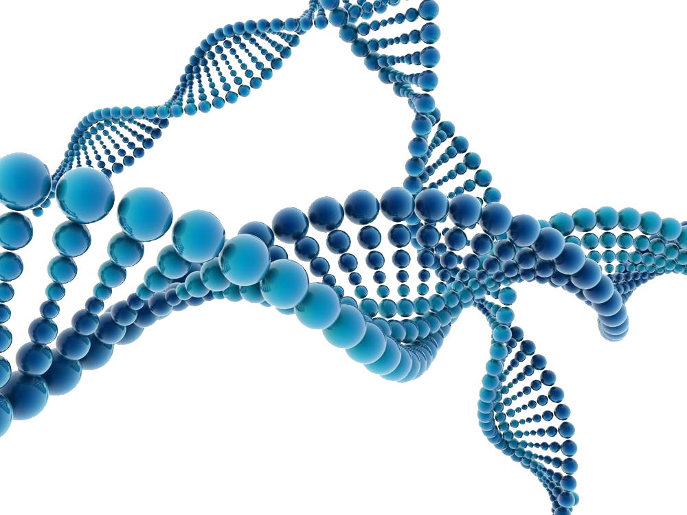 Blue DNA double helix rendering